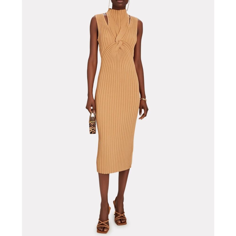 Acler Collins Twisted Rib Cutout Midi Dress Size 6